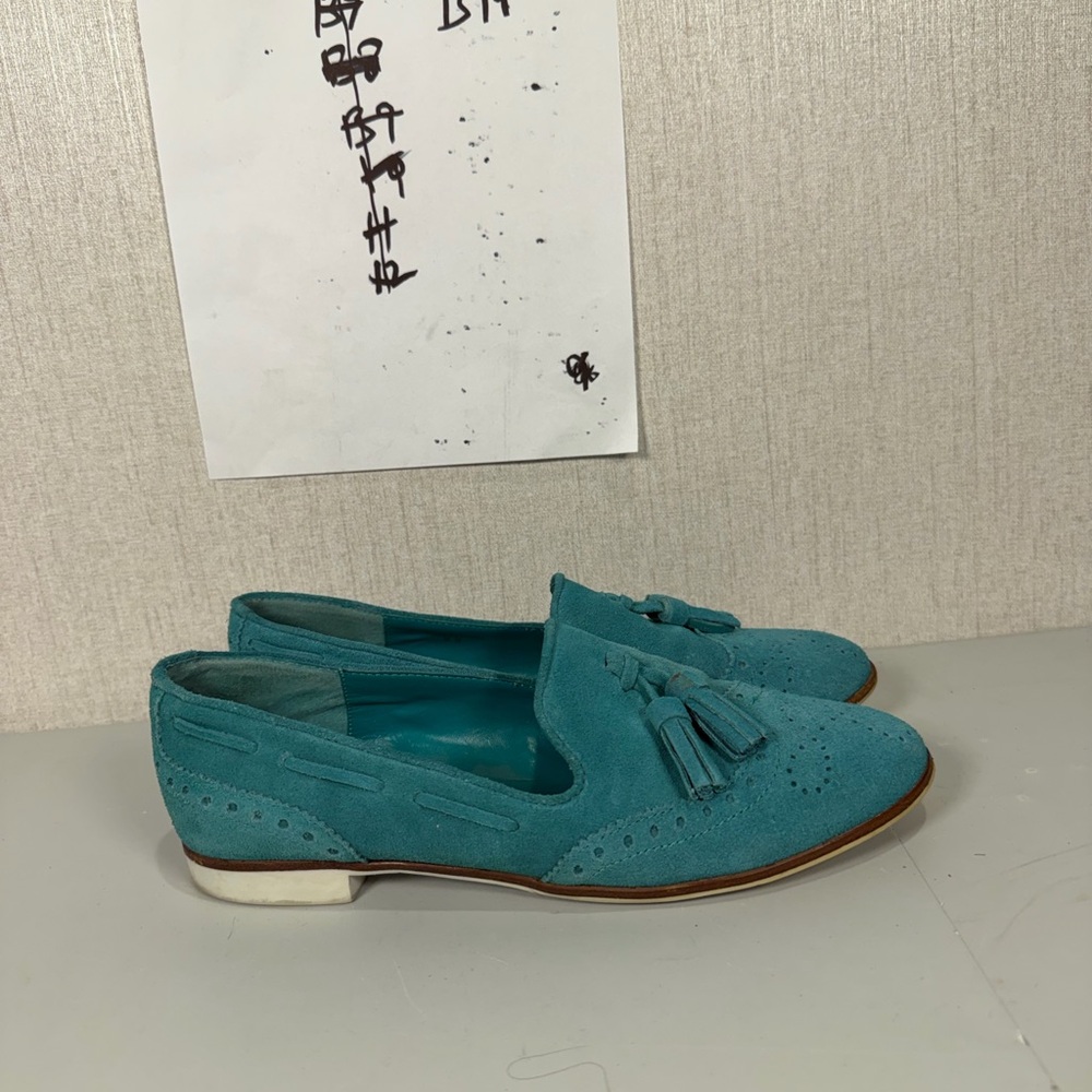 Dolce Vita Teal Suede Loafers - Picture 2 of 9